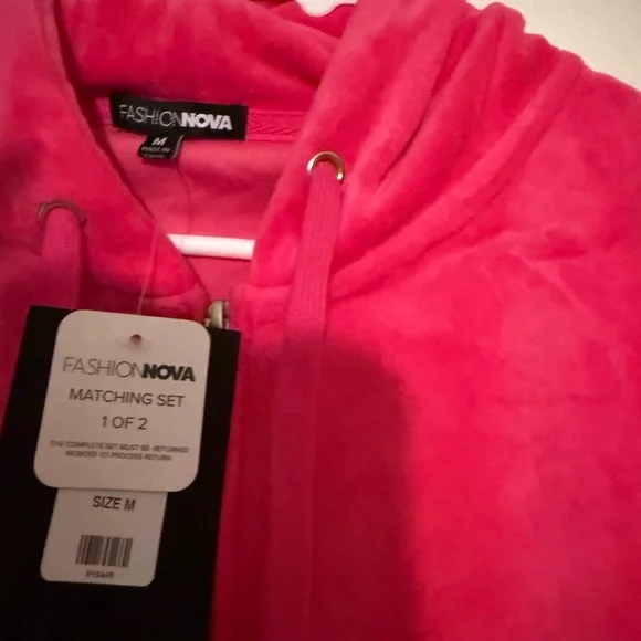 Fashion Nova Hot Pink Velour Set - Picture 2 of 5